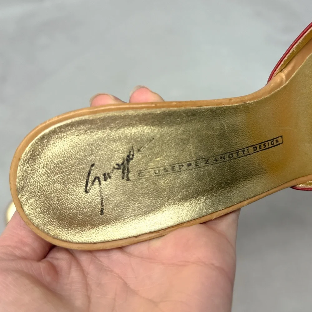 Giuseppe Zanotti Vicini Vintage Y2K Rhinestone Square Toe Slide Mule Sandal Heel